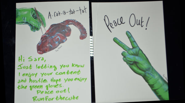 Runforthecube Personalized Postcard with Green Gloves